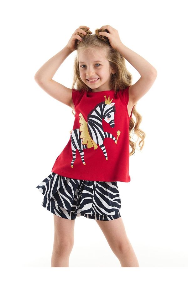 Denokids Denokids Ballerina Zebra Girl's T-shirt Shorts Set