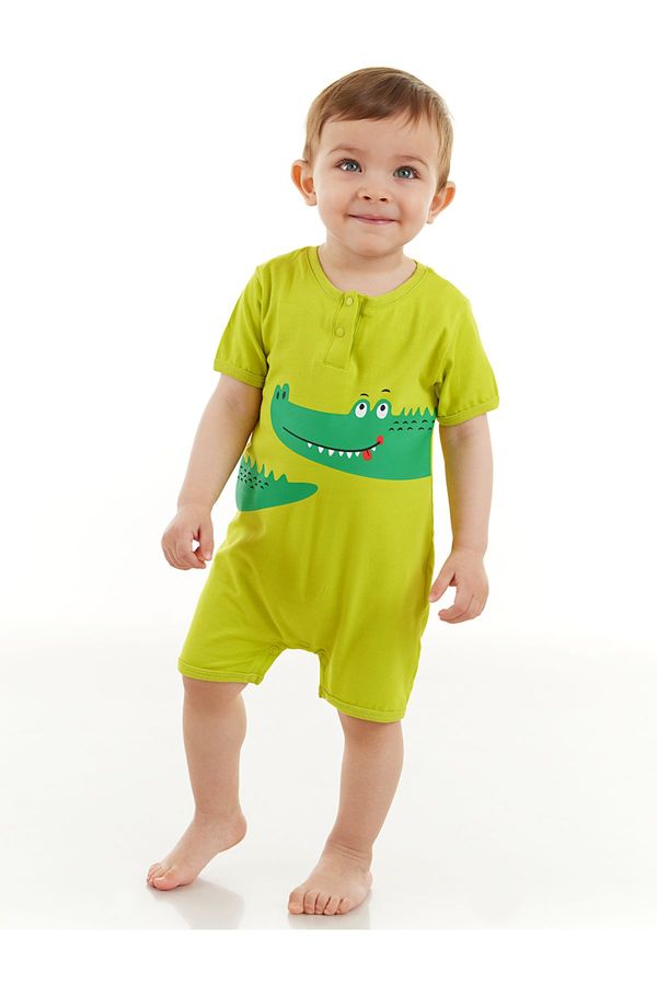 Denokids Denokids Crocodile Baby Boy Cotton Summer Green Jumpsuit