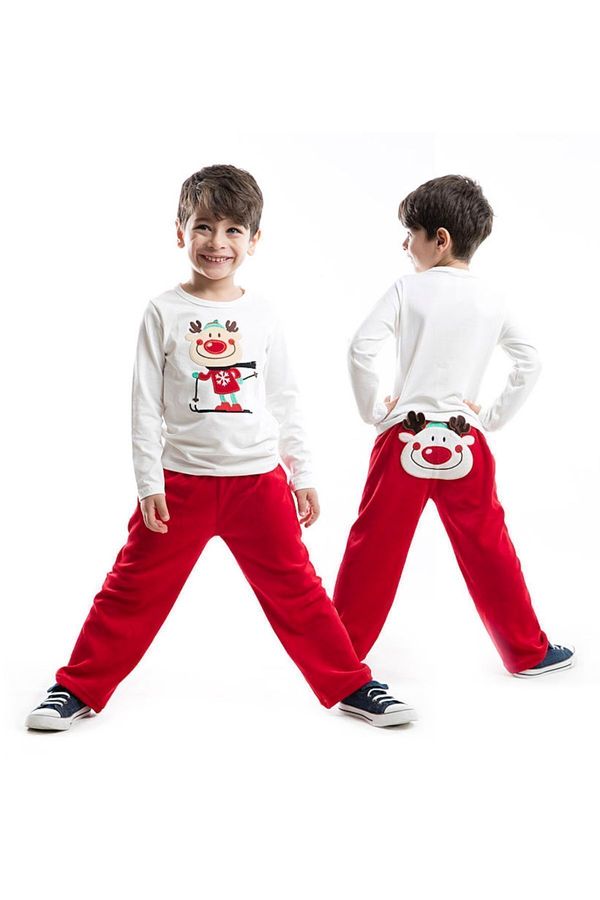 Denokids Denokids Deer New Year Boy's Red Velvet Suit