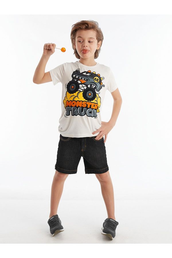 Denokids Denokids Monster Car Boy T-shirt Denim Shorts Set