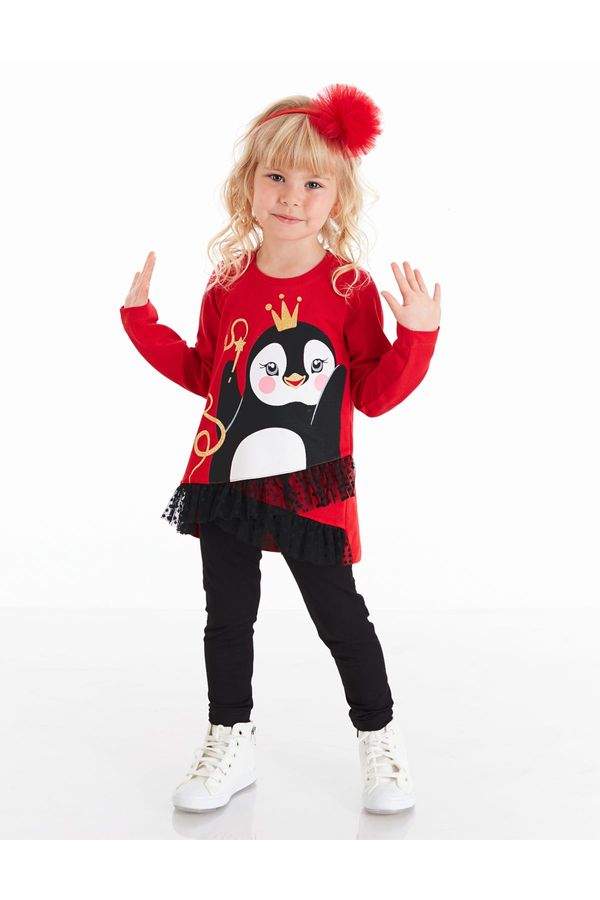 Denokids Denokids Penguin Lace Girl Tunic Leggings Set