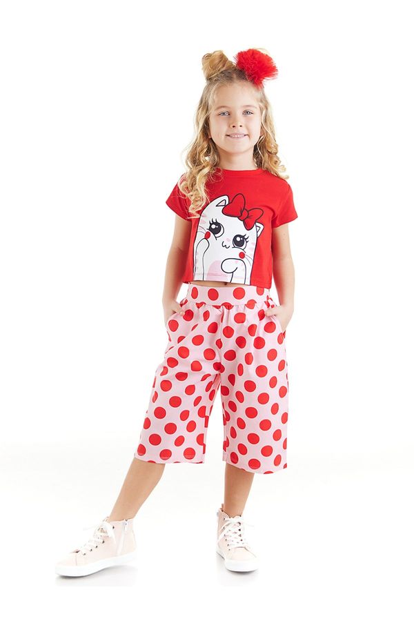 Denokids Denokids Ponchik Cat Girls T-shirt Capri Shorts Set
