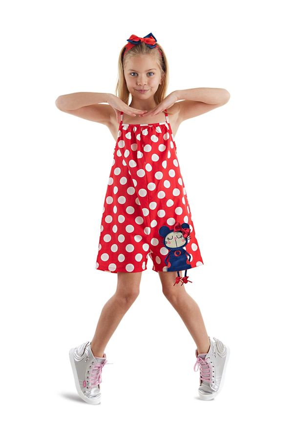 Denokids Denokids Red Polka Dot Girl's Woven Jumpsuit