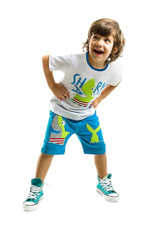 Denokids Denokids Shark Island Boy's Summer T-shirt Shorts Set