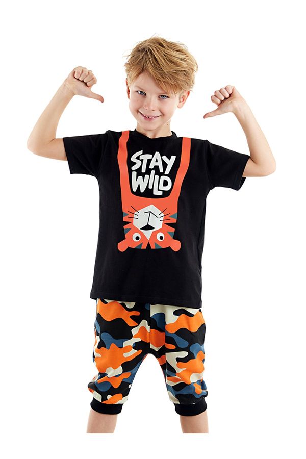 Denokids Denokids Stay Wild Boy's Summer T-shirt Capri Shorts Set