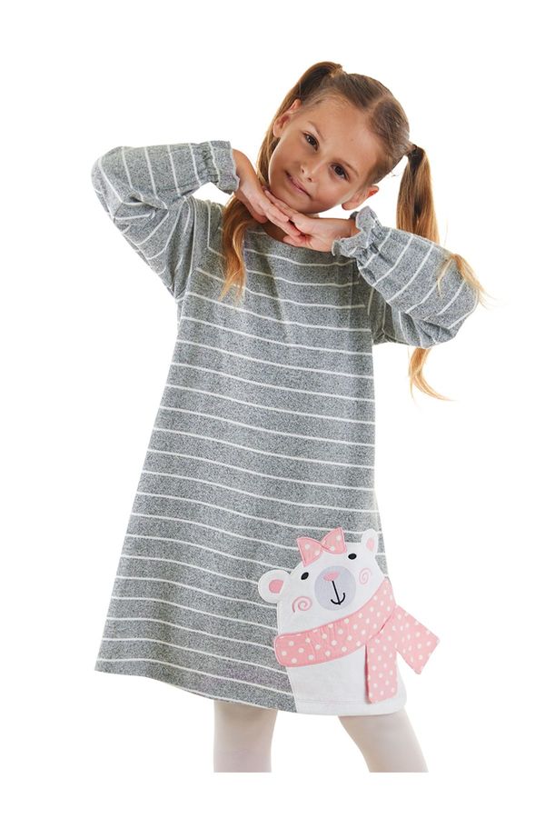 Denokids Denokids Teddy Bear Girl Striped Dress