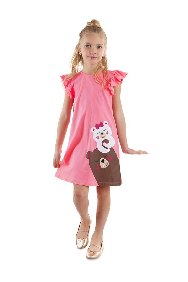 Denokids Denokids Teddy Bear Girls Pink Dress
