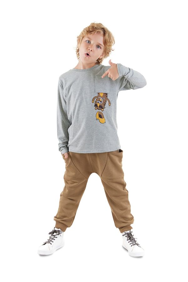 Denokids Denokids Tiger in Pocket Boy T-shirt Sweatpants Set