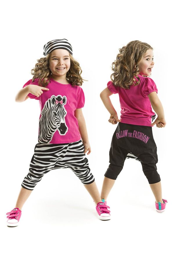Denokids Denokids Zebra Fashion Girls' T-shirt Capri Shorts Set