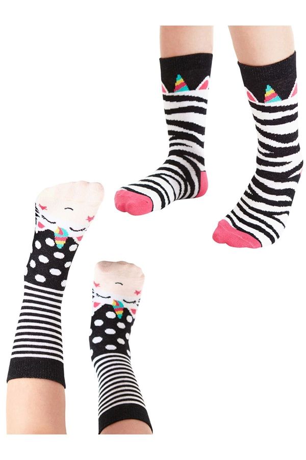 Denokids Denokids Zebra Patterned Girl's Socks Set of 2