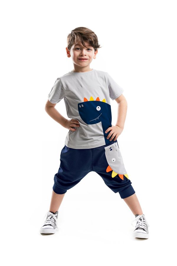 Denokids Denokids Zipper Dino Boys T-shirt Capri Shorts Set