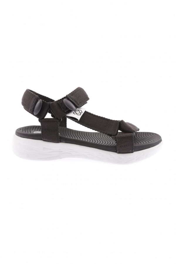 DGN DGN 103-23y Women's Striped Velcro Sandals Black White