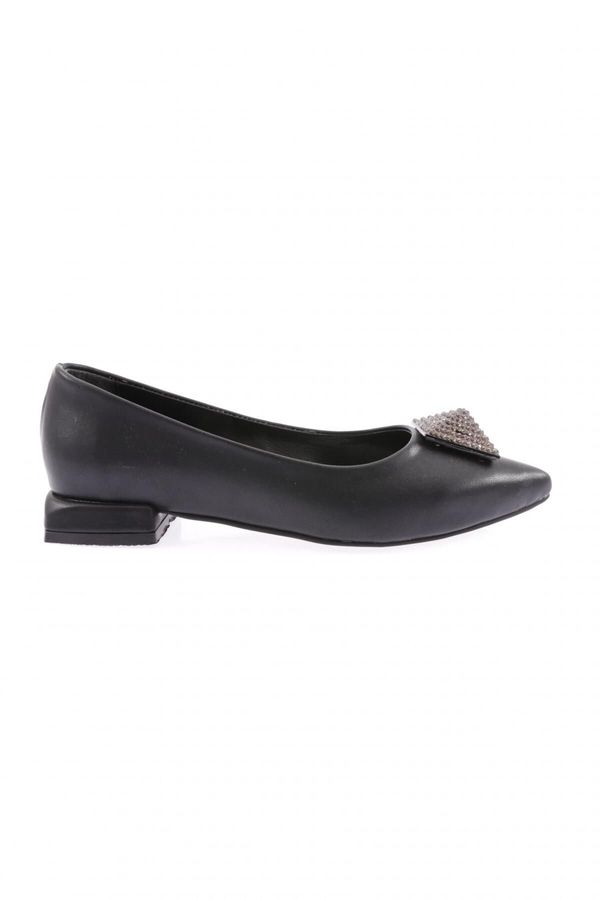 DGN DGN 2807-23y Women's Pointed Toe Galvanized Heeled Flats with Crystal Stone Buckles.