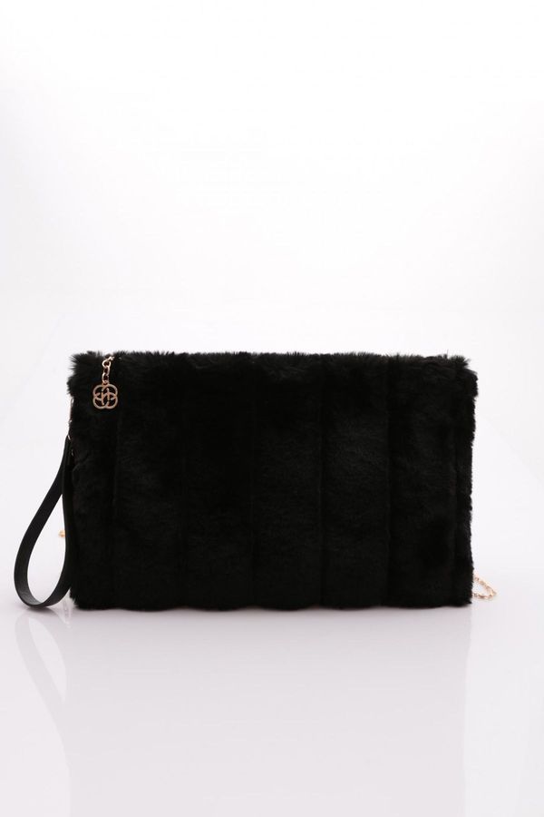 DGN DGN 4112 Women's Striped Fur Portfolio Bag