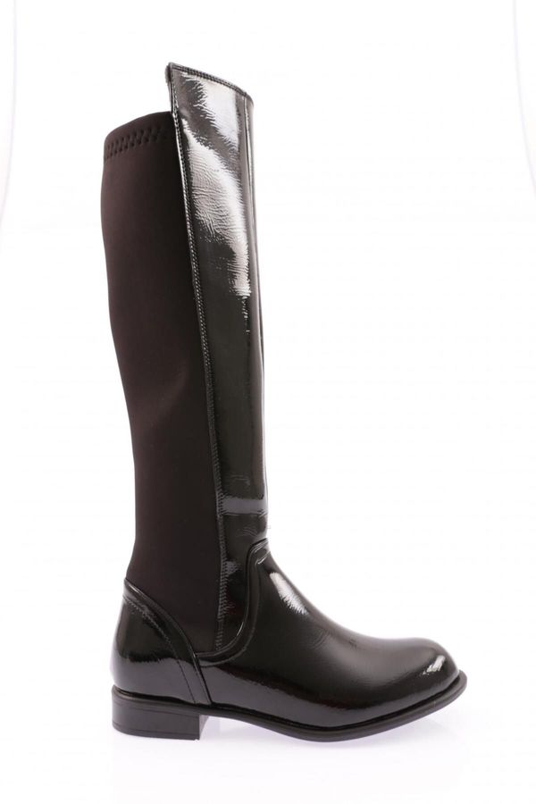 DGN DGN 501 Women's Back Stretch Zip Up Knee High Flats Boots.