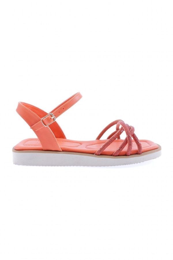 DGN DGN 535-23Y Women's Cross Silver Stone Sandals Orange