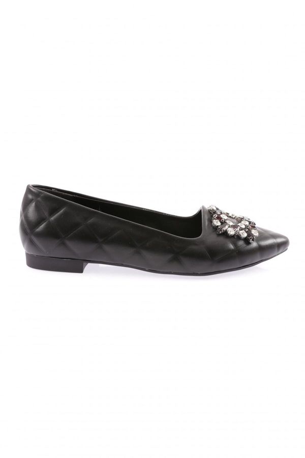 DGN DGN 6560-23y Women's Crystal Square Buckle Flats