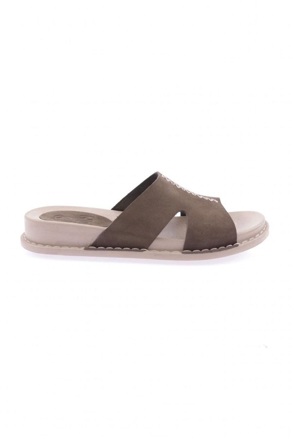 DGN DGN P33-23y Women's Slippers Genuine Leather Khaki Nubuck