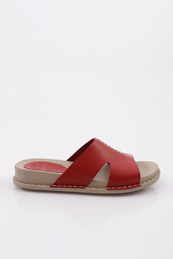 DGN DGN P33 Women's Slippers Genuine Leather Red