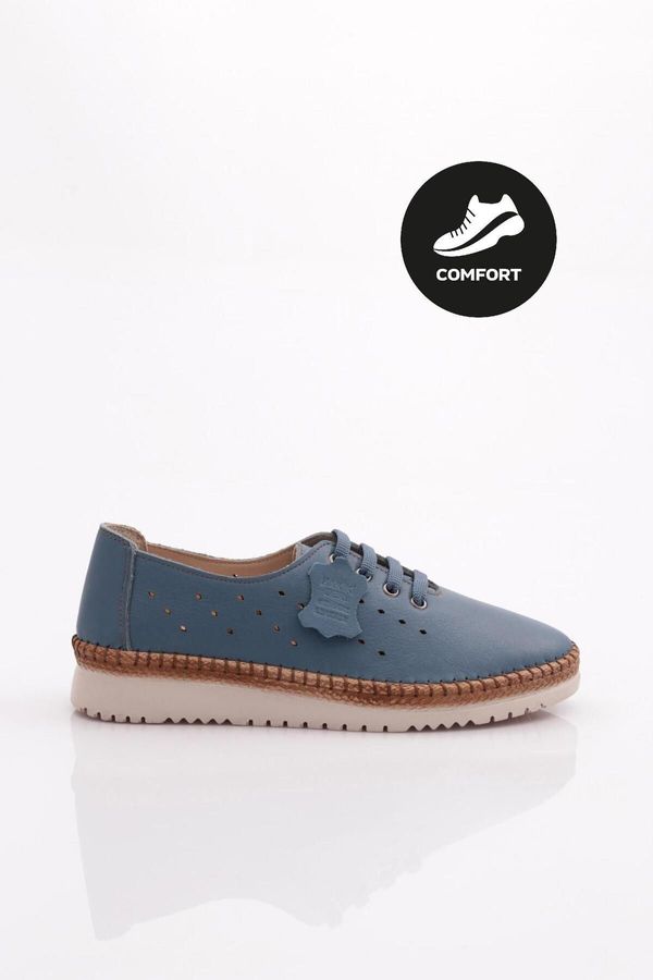 DGN DGN P57 Women's Lace-Up Casual Shoes Genuine Leather Blue