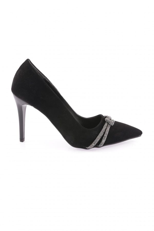 DGN DGN Women's Silver Stone Banded Evening Shoes Black Velvet