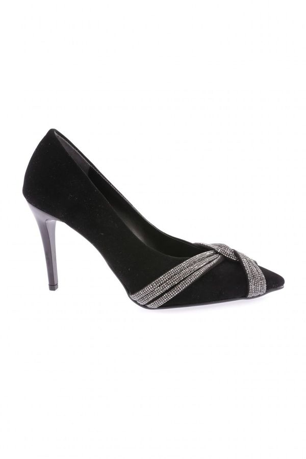 DGN DGN Women's Silver Stone Twist Strap Evening Shoes Black Velvet