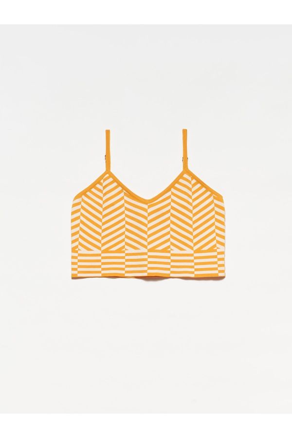 Dilvin Dilvin 10184 Strappy Knitwear Athlete Crop - orange