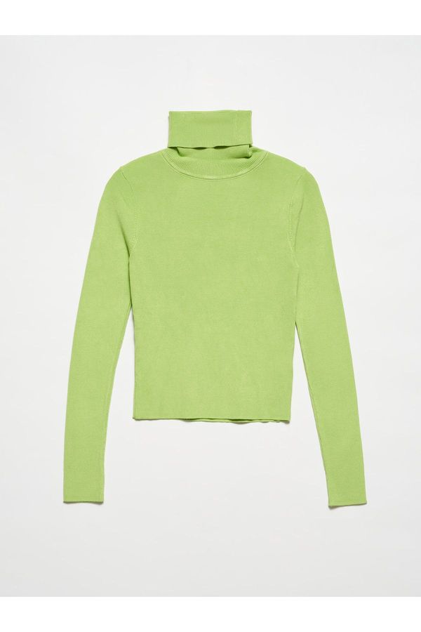 Dilvin Dilvin 10225 Turtleneck Sweater-Apple Y.