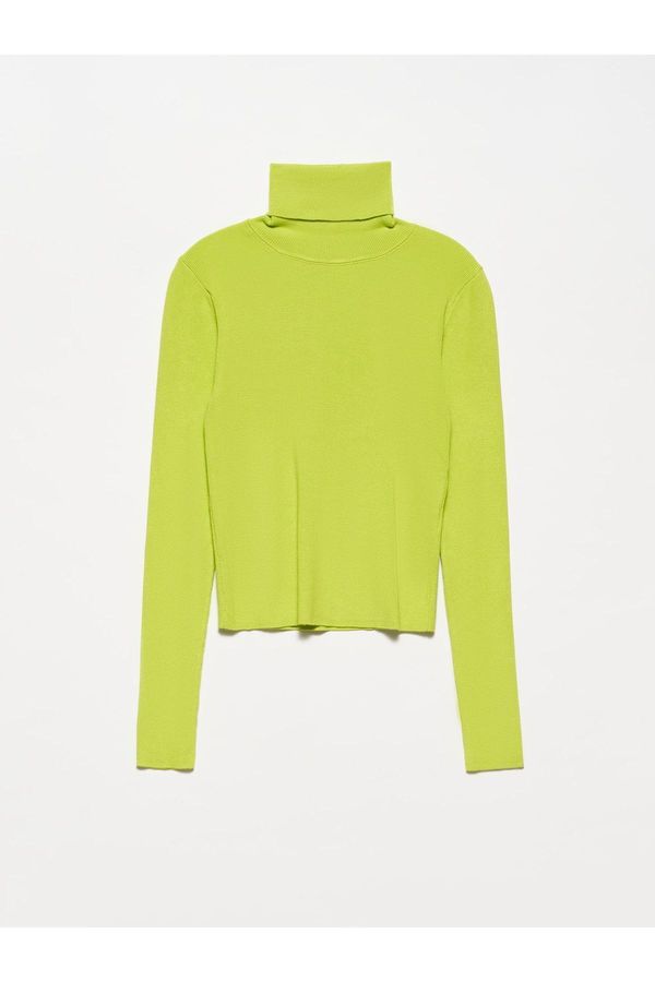 Dilvin Dilvin 10225 Turtleneck Sweater-lime