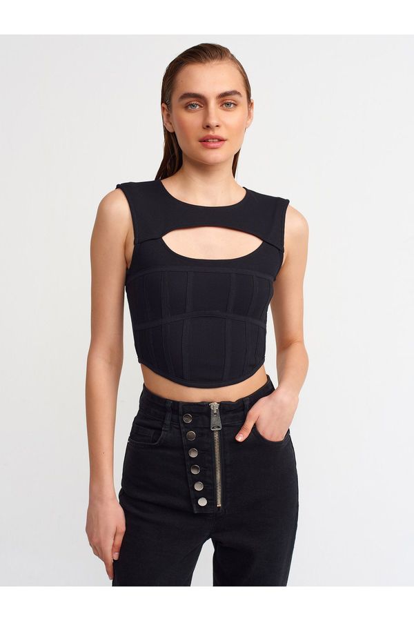 Dilvin Dilvin 30106 Windowed Corset Top-black