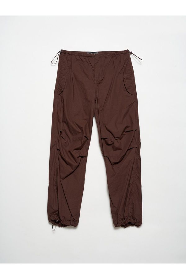 Dilvin Dilvin 70400 Parachute Trousers-Brown