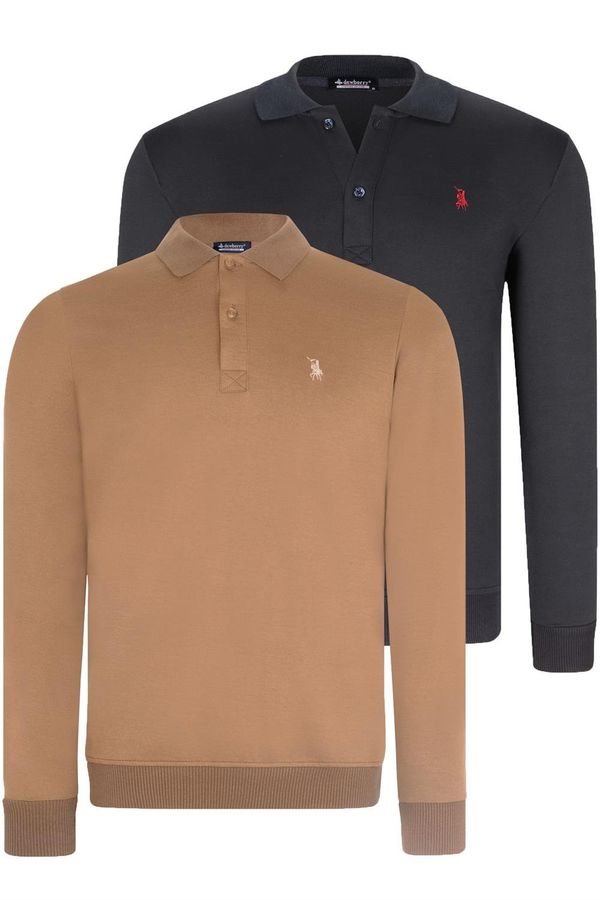 dewberry DOUBLE SET V4007 DEWBERRY MEN'S SWEATSHIRT-NAVY-CAMEL