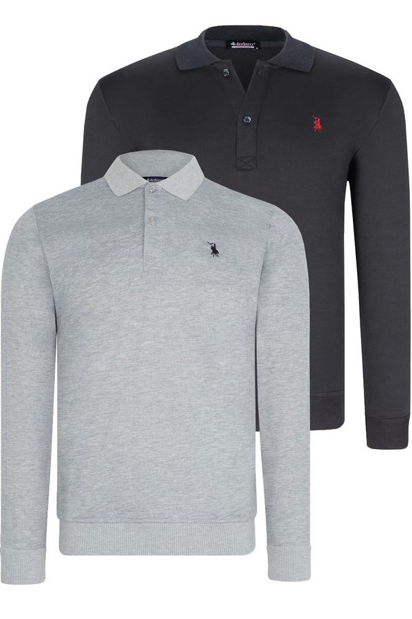 dewberry DOUBLE SET V4007 DEWBERRY MEN'S SWEATSHIRT-NAVY - GREY