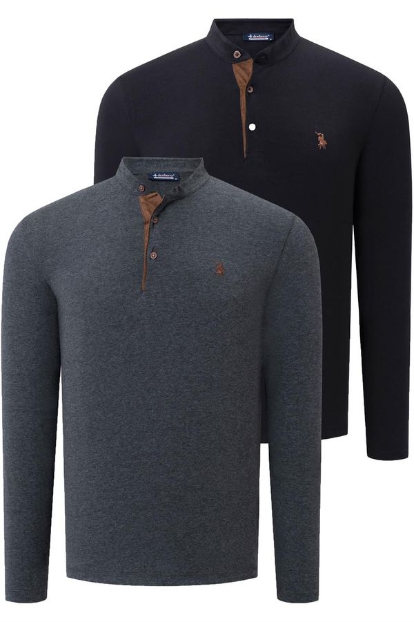 dewberry DOUBLE SET V4009 DEWBERRY MEN'S SWEATSHIRT-BLACK-ANTHRACITE