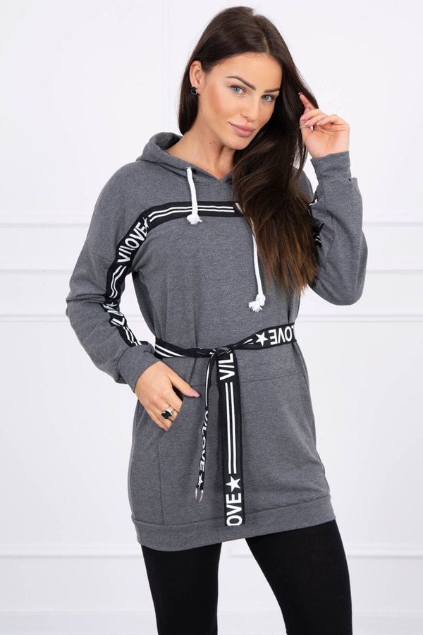 Kesi Dress decorated with a graphite slogan tape