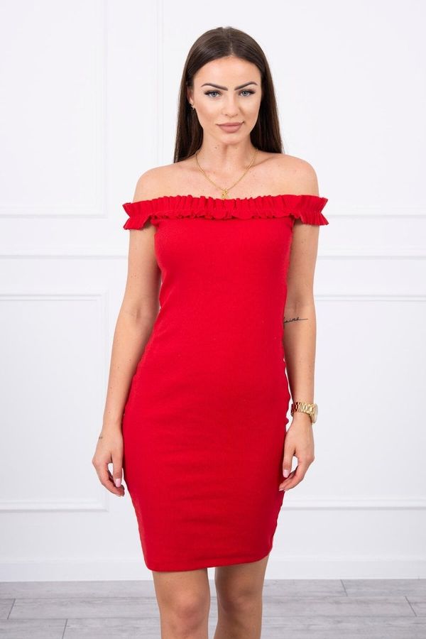 Kesi Dress on the shoulders with ruffles red