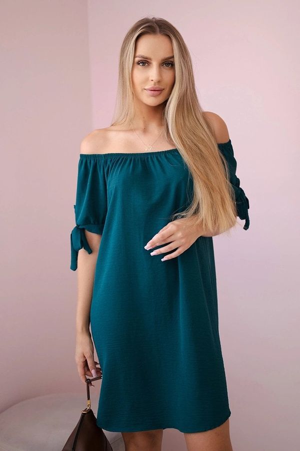 Kesi Dress tied on the sleeves light turquoise