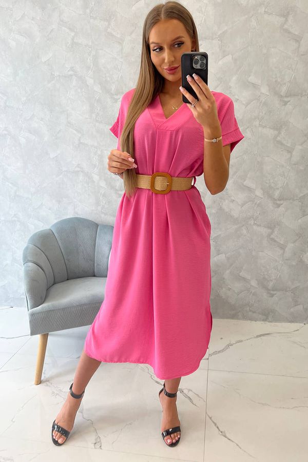 Kesi Dress with a decorative belt pink