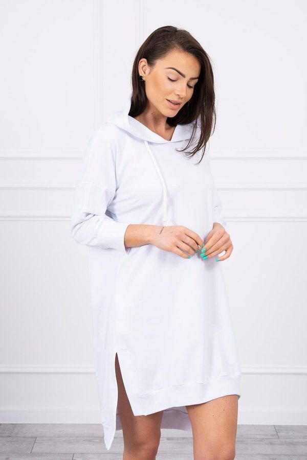 Kesi Dress with a hood and a long back white