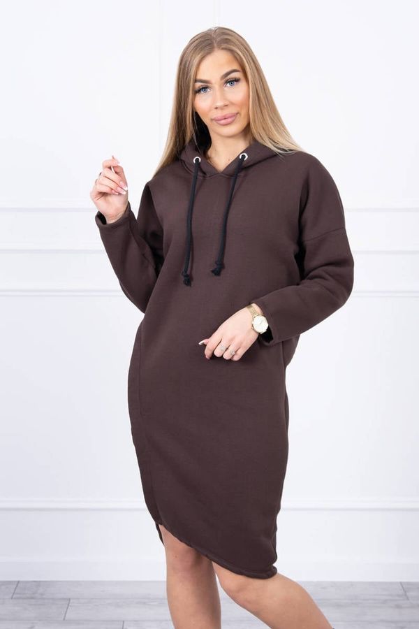 Kesi Dress with a hood and a slit on the side brown