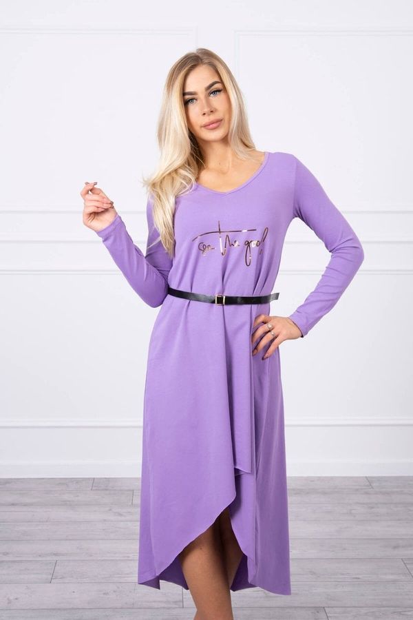 Kesi Dress with decorative belt and inscription purple