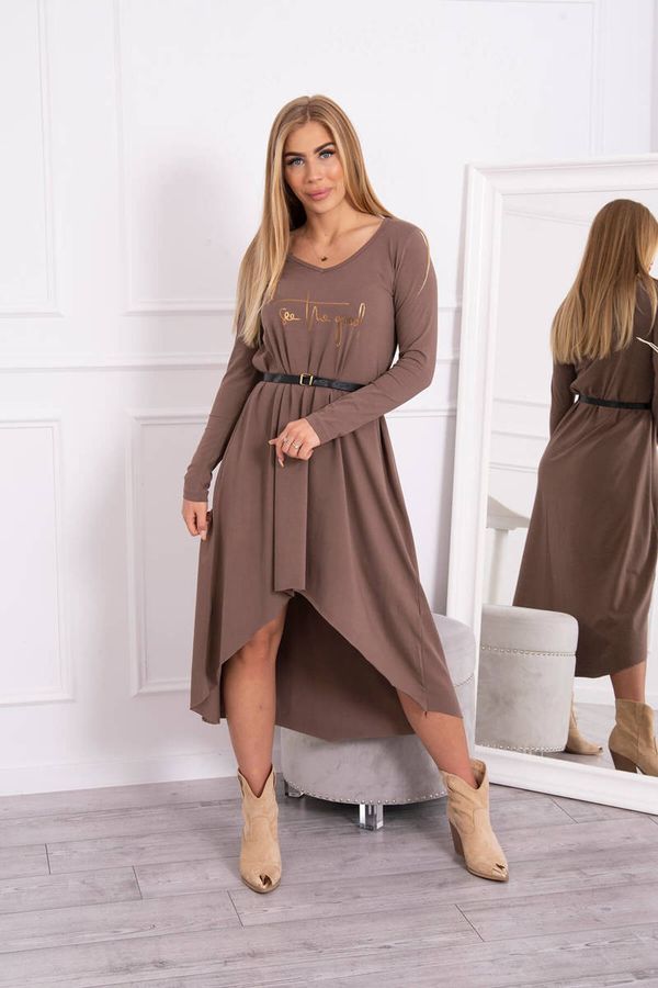 Kesi Dress with decorative belt and mocha inscription