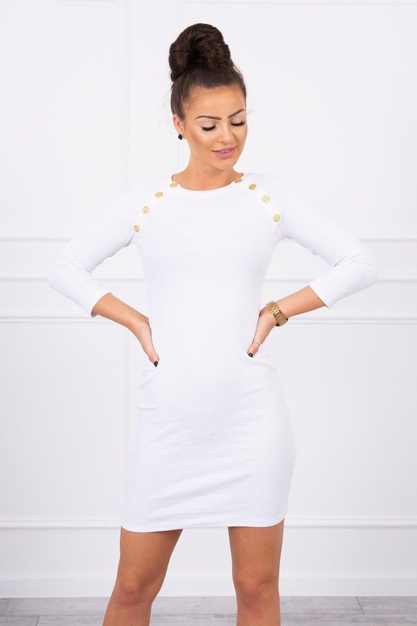 Kesi Dress with decorative buttons white