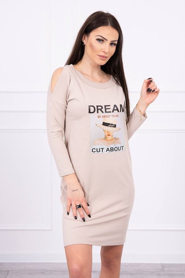 Kesi Dress with Dream print beige