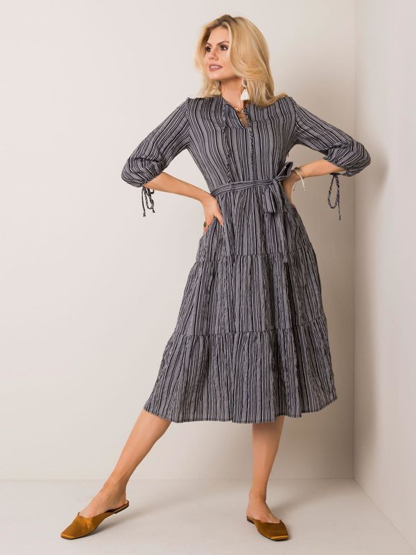 Fashionhunters Dress with gray and black stripes