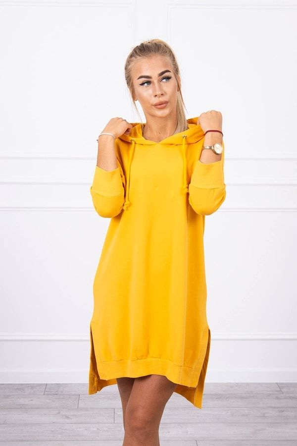 Kesi Dress with hood and longer back mustard