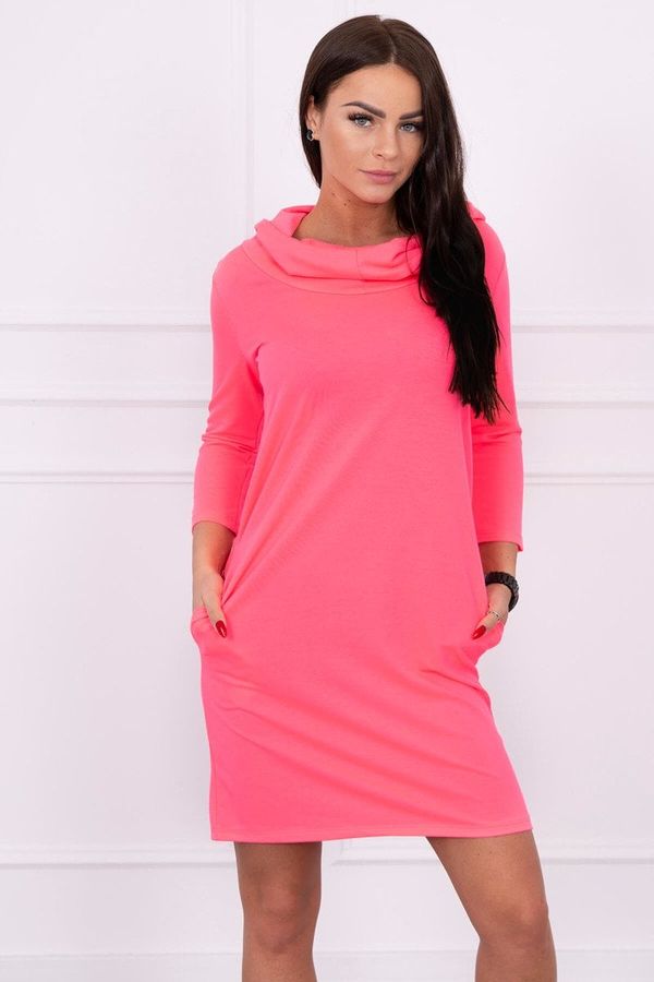 Kesi Dress with hood and pockets pink neon