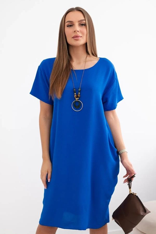 Kesi Dress with pockets and pendant cornflower blue