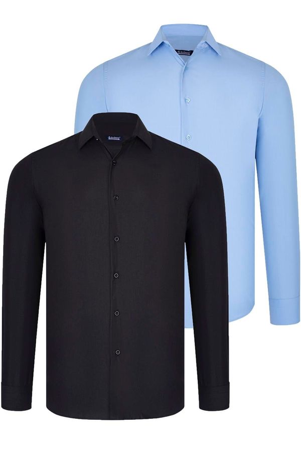 dewberry DUAL SET G726 DEWBERRY MENS SHIRT-BLACK-BLUE