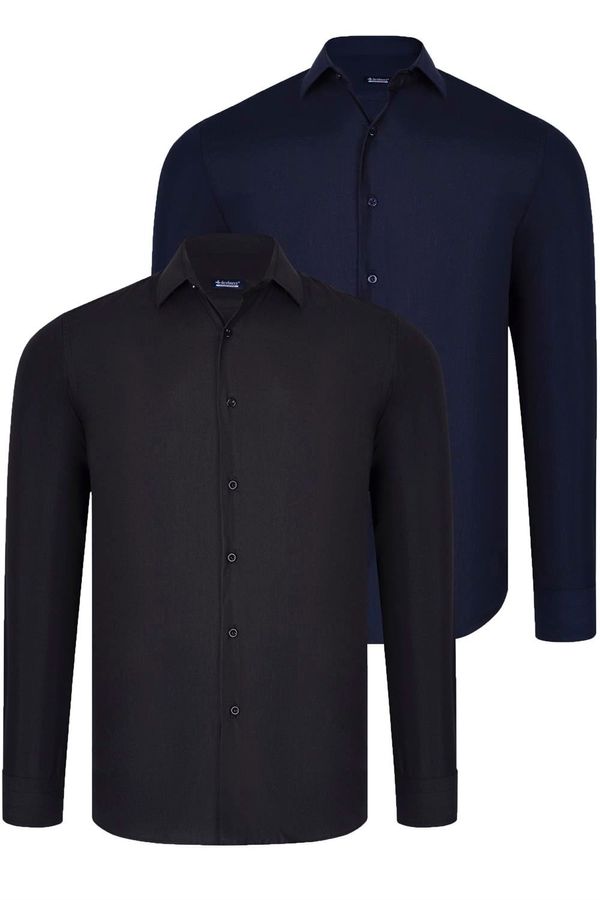 dewberry DUAL SET G726 DEWBERRY MENS SHIRT-BLACK-NAVY BLUE